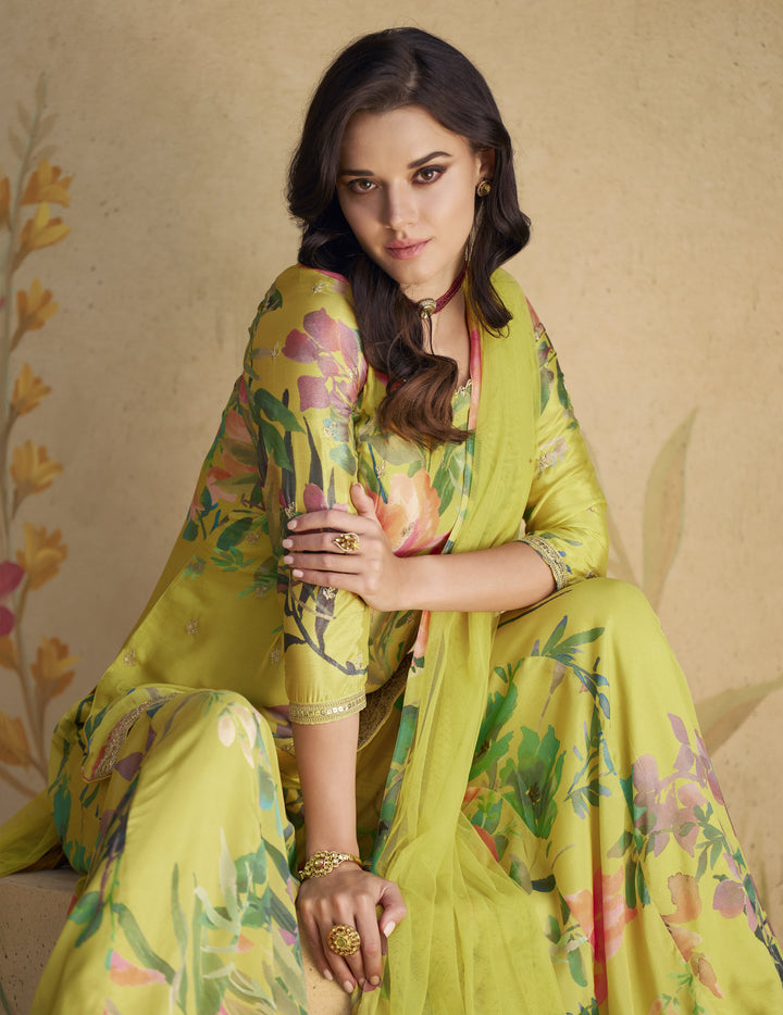 roka wear designer green sharara suit