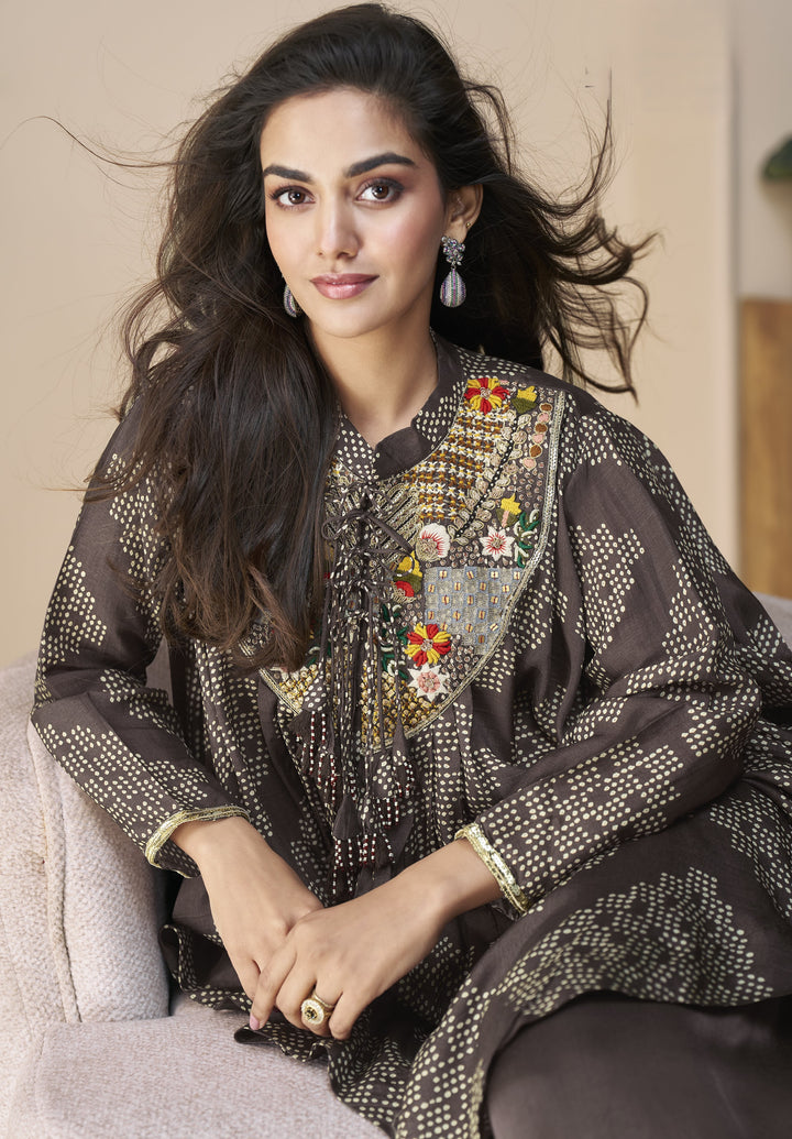 bachelorette partywear trendy palazzo asymmetrical kurti set