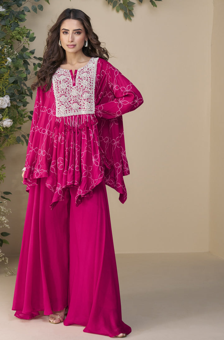 pre-stitched designer partywear skewed kurti with palazzo