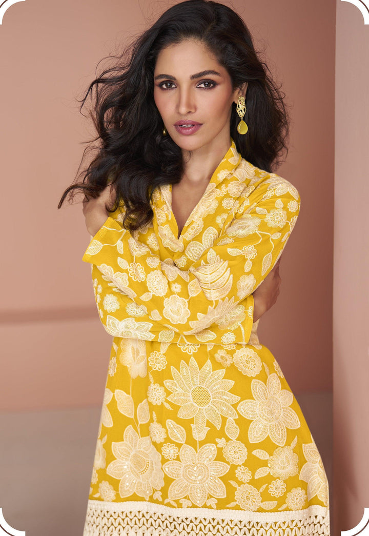 haldi wear yellow coord top and palazzo