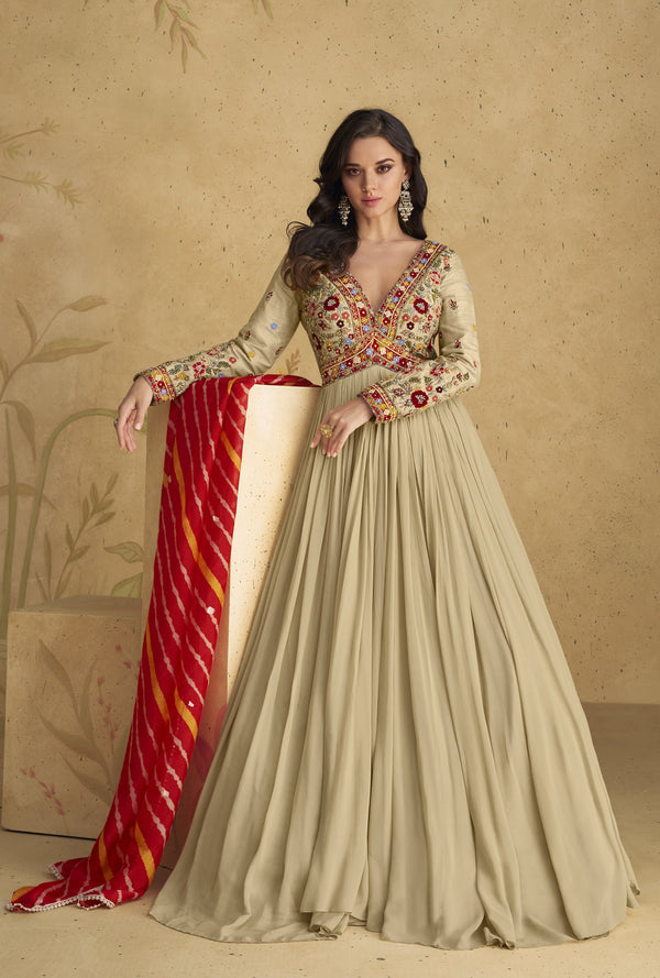 bollywood style floor length anarkali gown