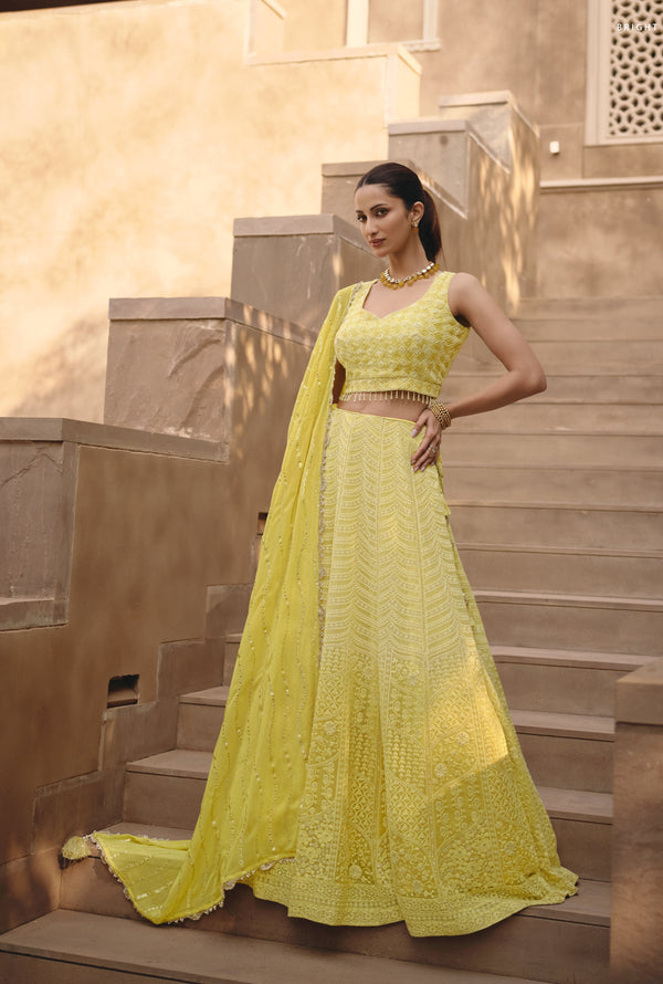 haldi party indian wear in yellow