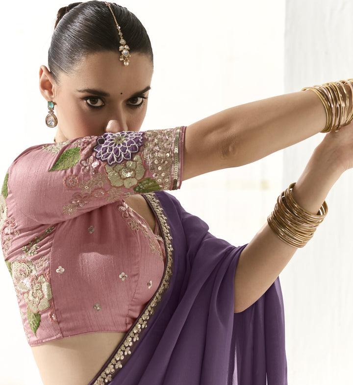 sangeet wear trendy sari with handwork choli