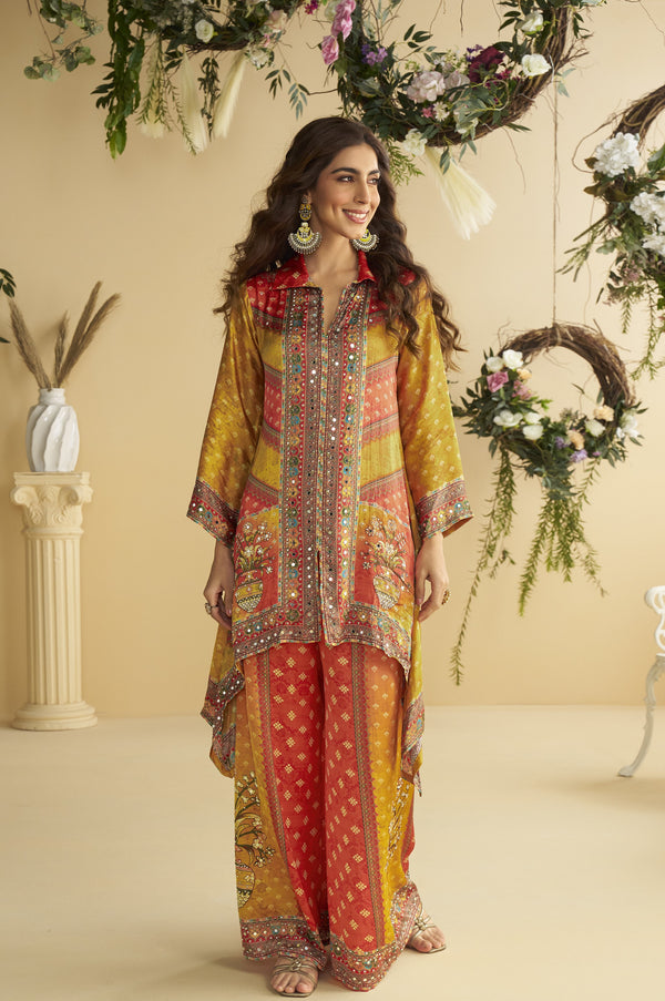 festive haldi function wear palazzo set by sayuri designer