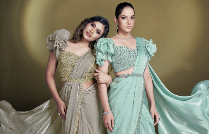 bachelorette partywear readymade saree with corset