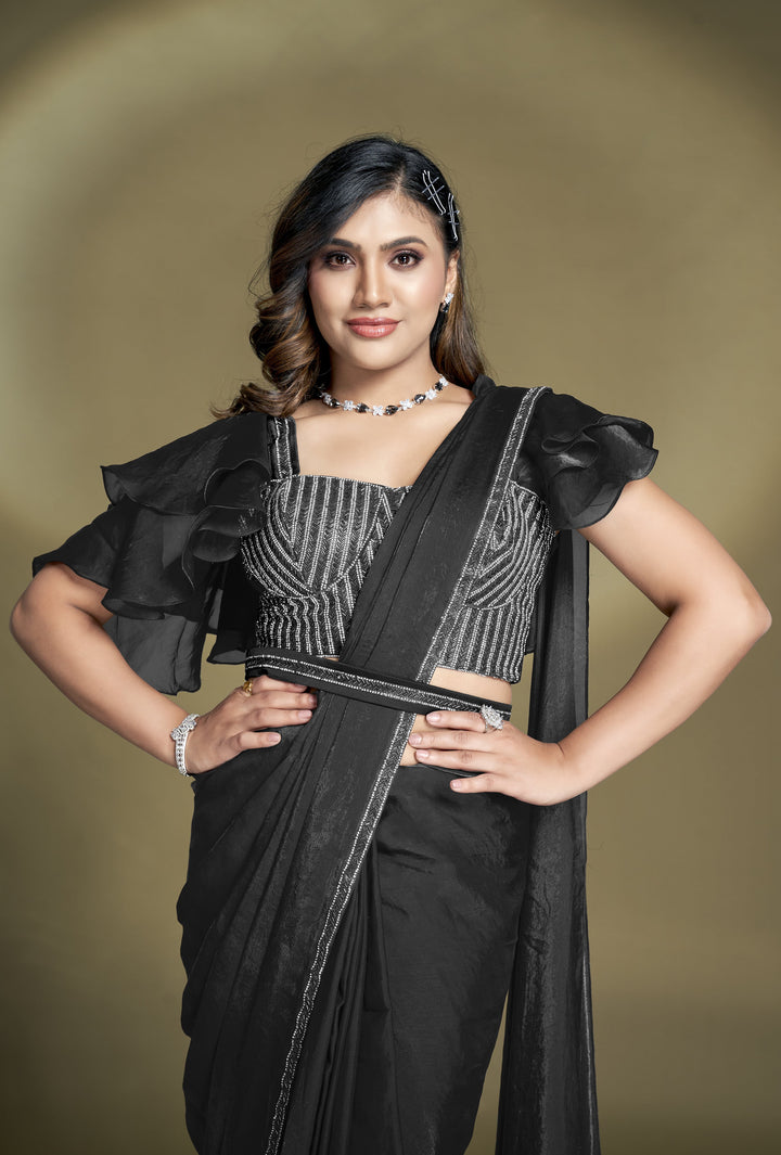 all occasions partywear saree in black