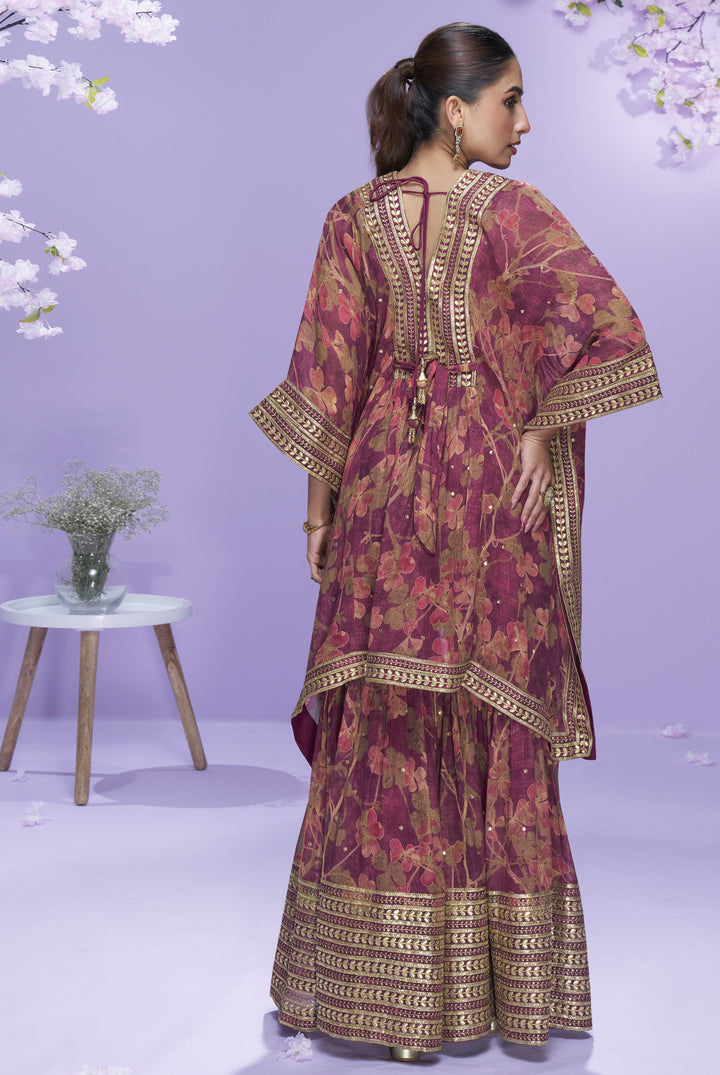 celebrations wear designer uneven edges kaftan sharara suit