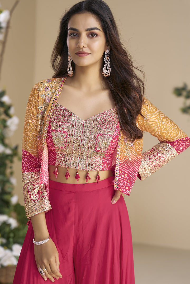 celeb designer wear fusion fashion palazzo crop top set