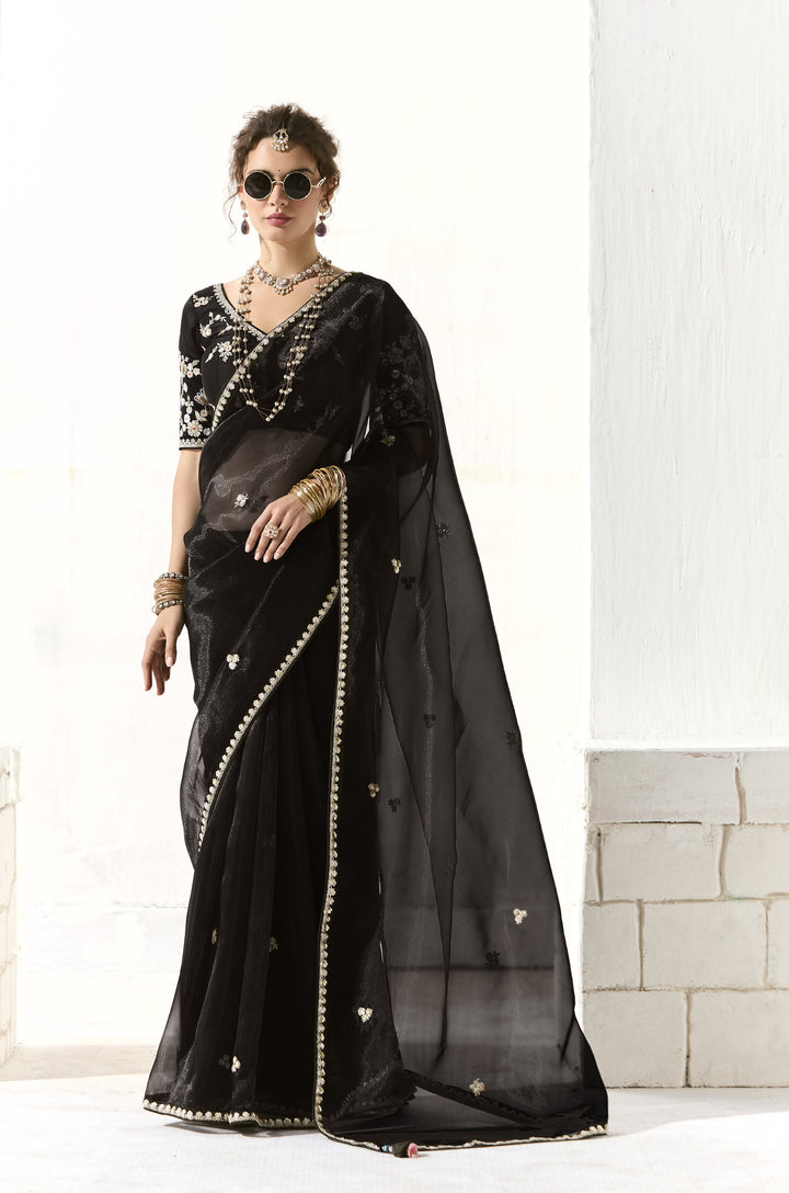 club night partywear sari in black