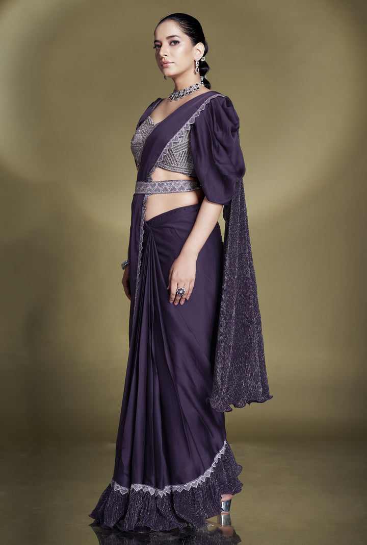 designer wear one minute saree