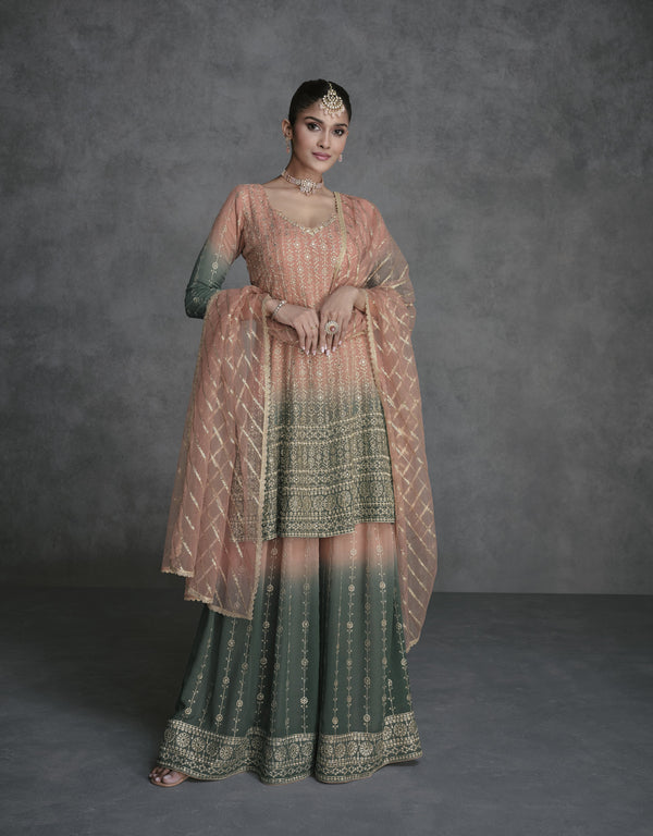 shaded georgette sharara suit