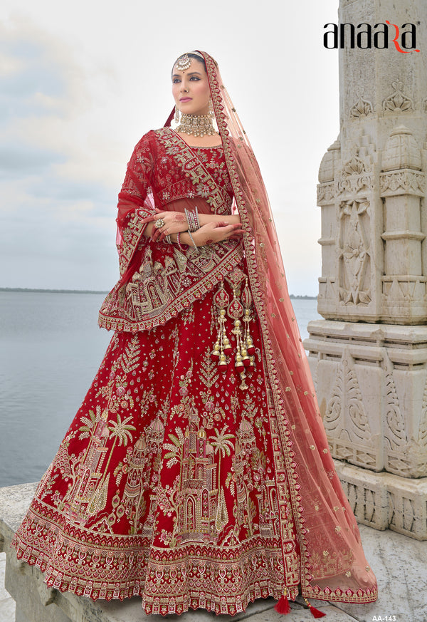 bridal wear red lehenga choli