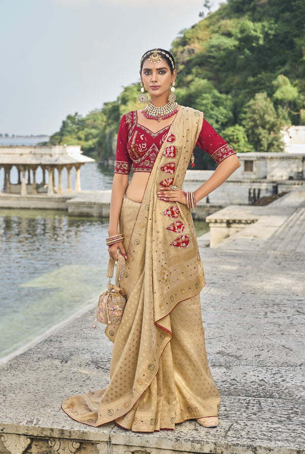 pongal special beige south silk saree 