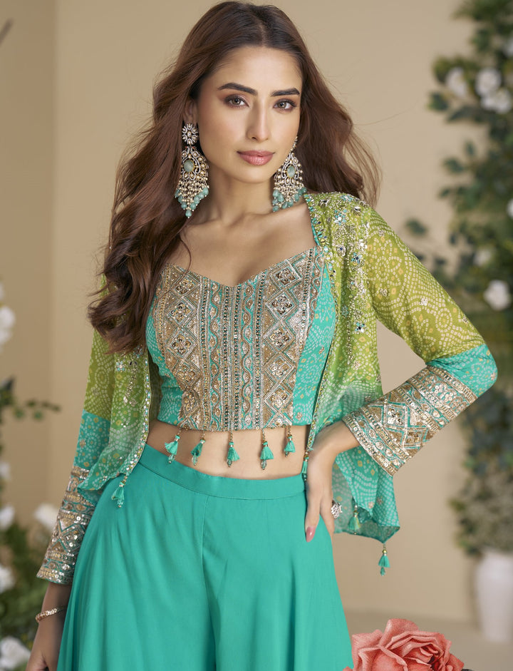 bollywood style bandhej print 3 piece party set