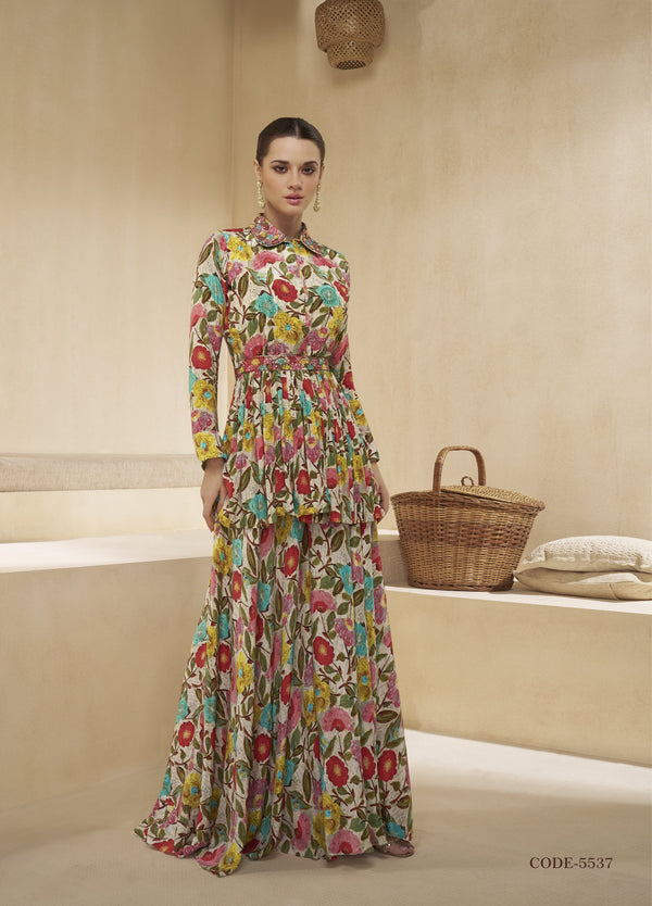 floral embroidered partywear co ord set