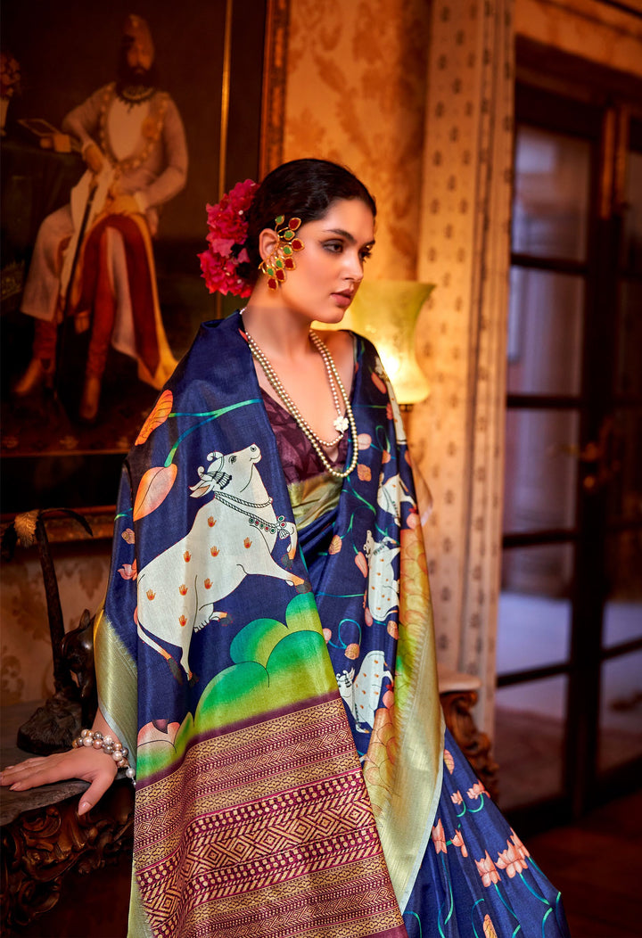 traditional print silk sari