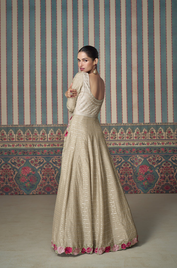 indo western floor length party gown