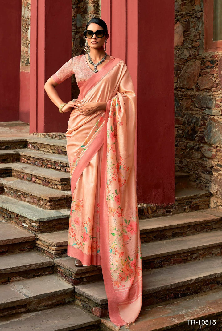 handpicked floral digital print sari