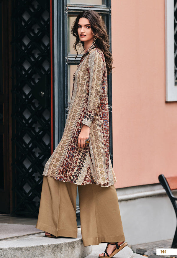 Sundowner Dress | Silk Digital Motifs Printed Ready Long Shirt Palazzo - Fashion Nation