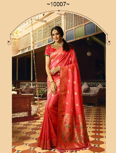 Vibrant VRI10007 Bridal Pink Silk Saree - Fashion Nation