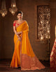 Traditional IW10207 Yellow Banarasi Red Raw Silk Saree - Fashion Nation