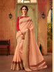 Suave CL10429 Designer Light Peach Cotton Red Silk Saree - Fashion Nation