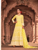 Vibrant KS1055 Lucknowi Yellow Georgette Floor Length Anarkali Gown by Fashion Nation