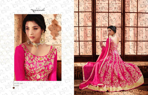 Party Wear Pink Beige Silk Anarkali - Fashion Nation
