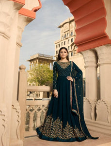 Abaya Style NIT3807 Blue Georgette Silk Indo Western Long Anarkali - Fashion Nation