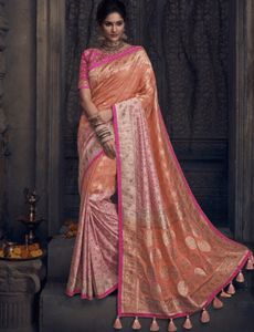 Fascinating MN4902 Wedding Special Peach Pink Silk Saree - Fashion Nation