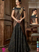 Indo Western MOH5103 Party Wear Brown Black Silk Lycra Saree Gown - Fashion Nation