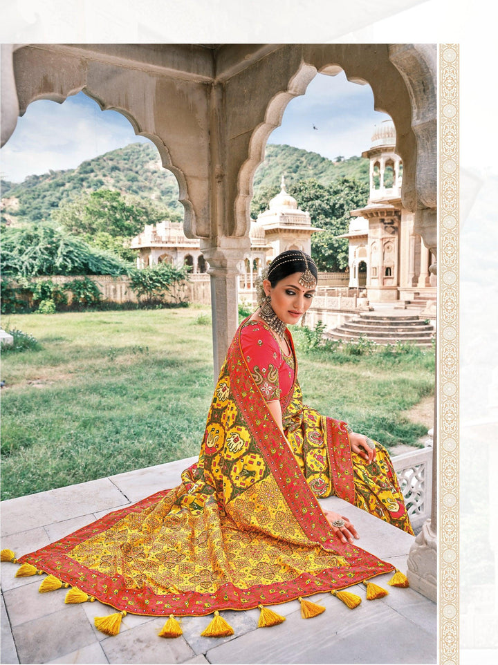 Haldi Wear Bandhej Patola Silk Saree - Fashion Nation