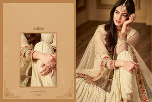 Opulent MAI6402 Fabulous Cream Benarasi Jacquard Net Silk Kurta with Lacha - Fashion Nation