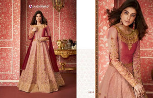 Nice ASH8292 Indo Western Shaded Pink Silk Floor Length Anarkali Gown - Fashion Nation