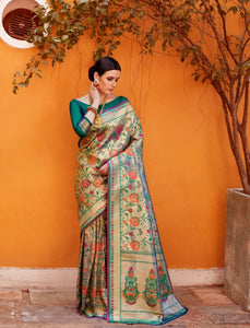 Royal RK65239 Weaving Multicoloured Silk Jacquard Saree - Fashion Nation