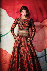 Jacqueline Fernandez KH18731 Bollywood Inspired Red Multicoloured Silk Georgette Lehenga Choli - Fashion Nation