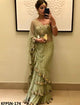 Designer KF3661 Bollywood Inspired Green Net Silk Ruffle Saree - Fashion Nation