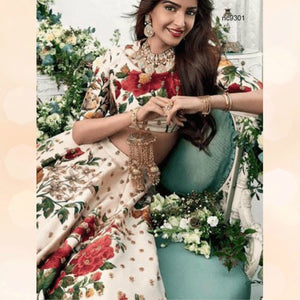 Attractive Sonam Kapoor KFP577 Bollywood Inspired White Multicoloured Nylon Net Lehenga Choli - Fashion Nation