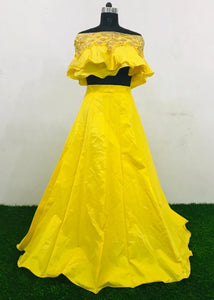 Celebrity Wear KF3821 Bollywood Inspired Yellow Silk Net Lehenga Choli - Fashion Nation
