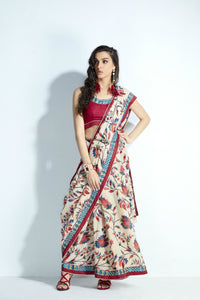 Ethnic MIS11 Traditional Wear White Multicoloured Handloom Silk Saree - Fashion Nation