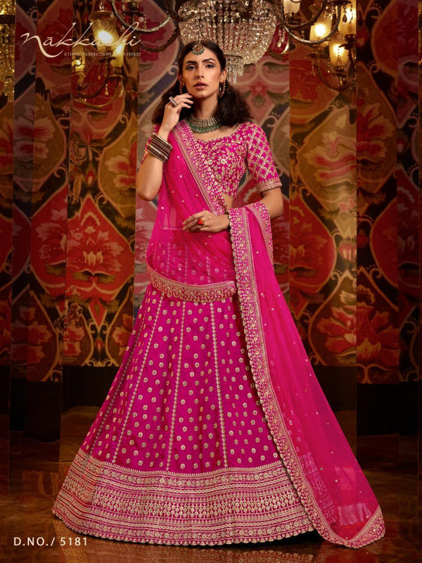 Functions Special Nakkashi Rani Raw Silk Bridal Lehenga Choli - Fashion Nation