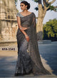 Partywear KFA1541 Bollywood Inspired Grey Net Jacquard Saree - Fashion Nation