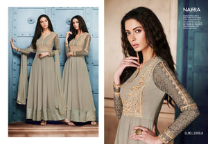 Gorgeous NAK1040A Designer Grey Georgette Silk Floor Length Dress Anarkali - Fashion Nation