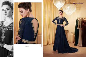 Dreamy Indo Western LD8111 Blue Georgette Silk Anarkali Gown - Fashion Nation