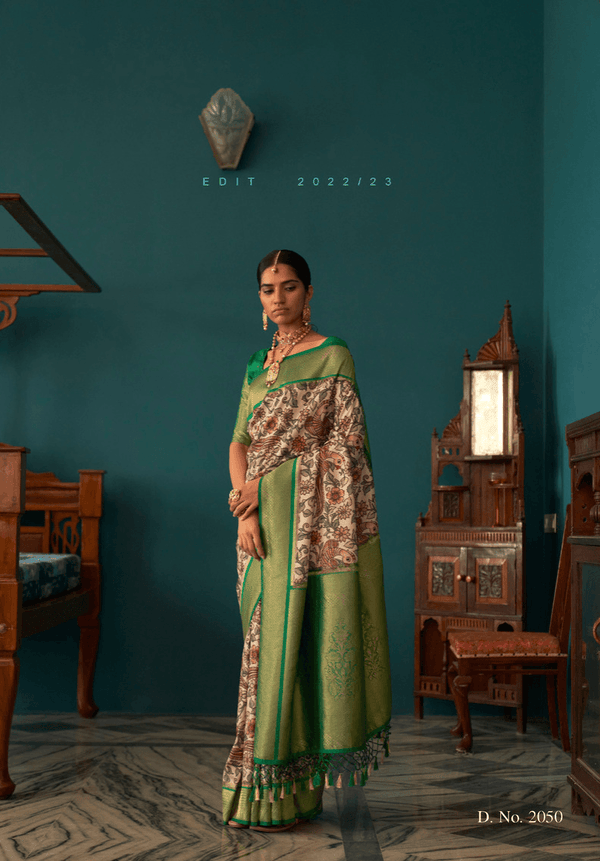 Mehendi Function Wear Tussar Silk Saree - Fashion Nation