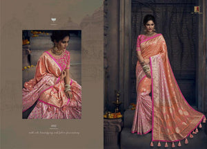 Fascinating MN4902 Wedding Special Peach Pink Silk Saree - Fashion Nation